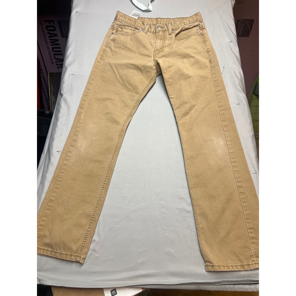 Levis 513 Slim Straight Pants Mens 32x32 Khaki Tan Cotton 08513-0026